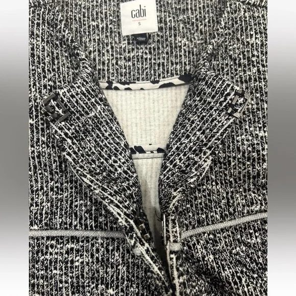 CAbi The Times Jacket Black White Gray Style 5299 Pockets Tweed Size Small - Picture 6 of 10
